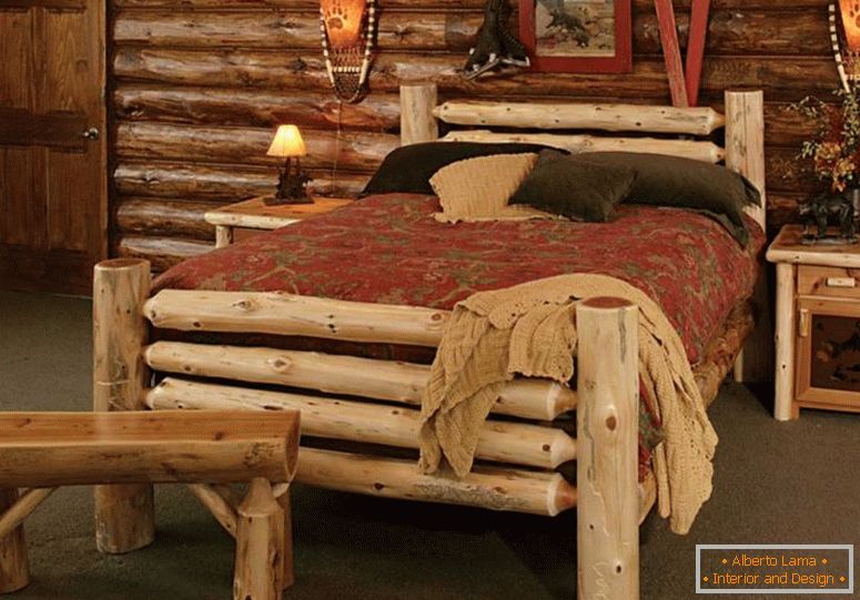 провинциален селски провинциален рустик в мебели в стил употреби-естествени-вляза-дървета, разгледай в леглото-и-пейка-и-нощно шкафче-и-стена-интериор-декорация