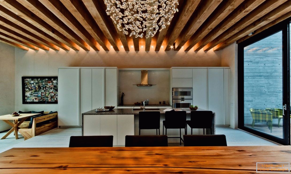 LED осветление на дървен таван