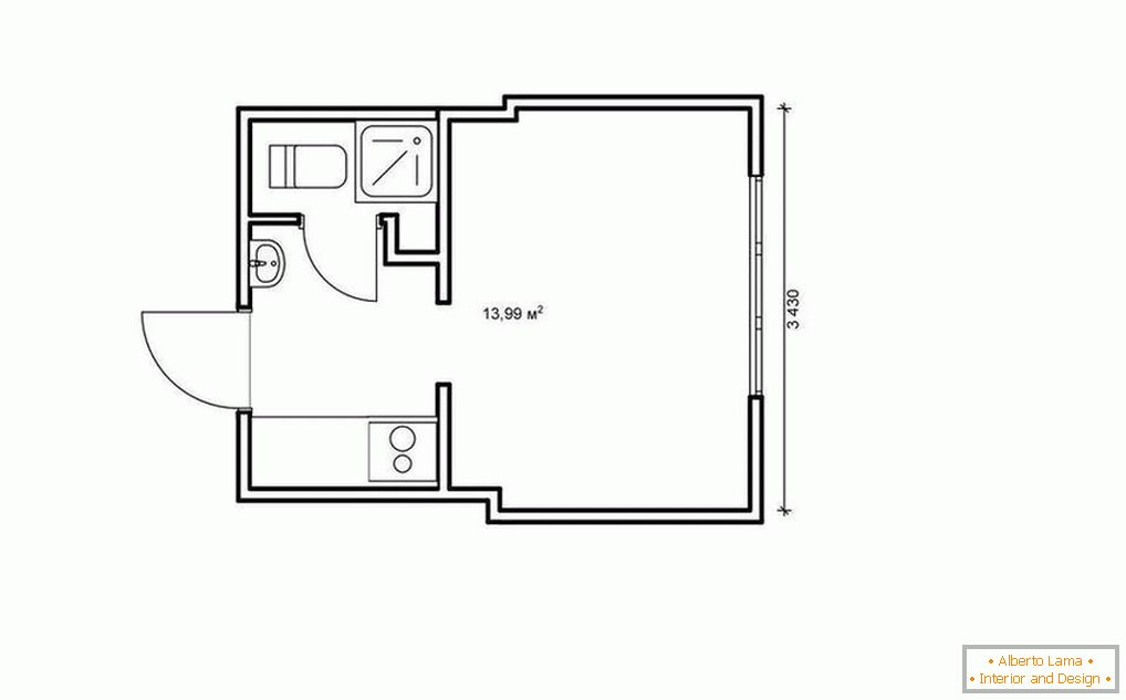 Планирайте апартамент-студио от 14 до 25 квадратни метра. м.
