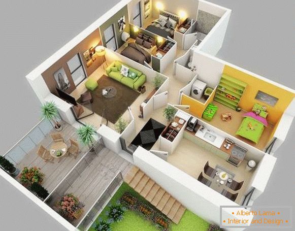 3D проект на частна къща с детайлен дизайн на стаи