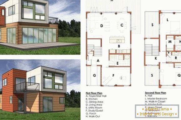 Проектиране на двуетажна частна къща с чертежи от стаи