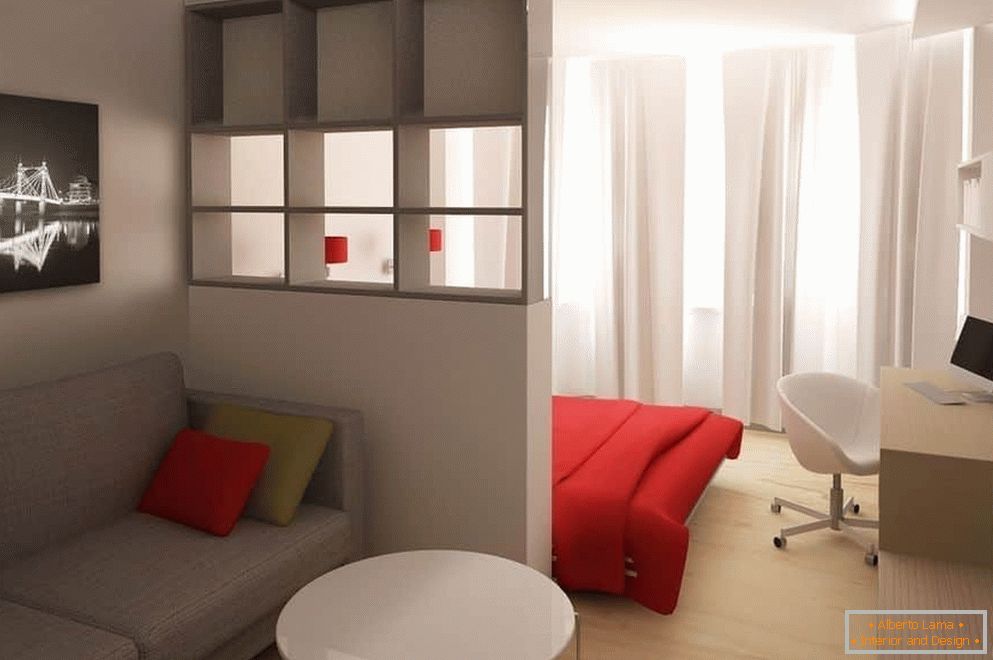 Дизайн комнаты с углублением в однушке