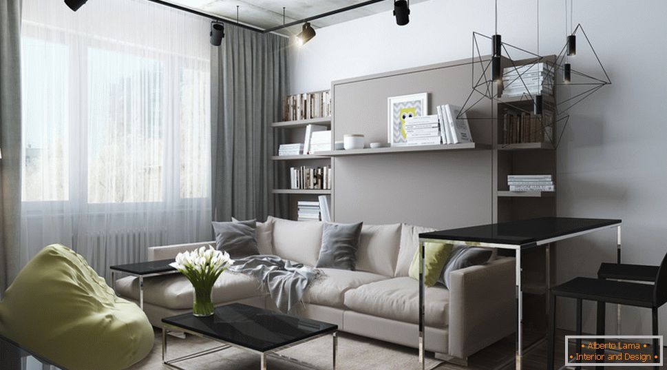 Интериорен дизайн на малък апартамент в сиви тонове - фото 2