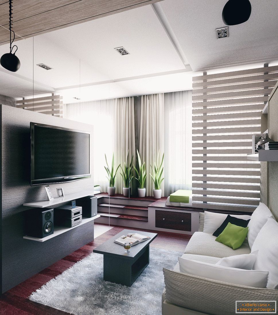 Интериорен дизайн на малък апартамент в таванското помещение