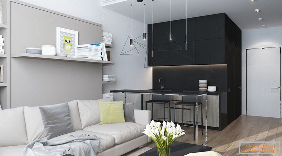 Интериорен дизайн на малък апартамент в сиви тонове - фото 5