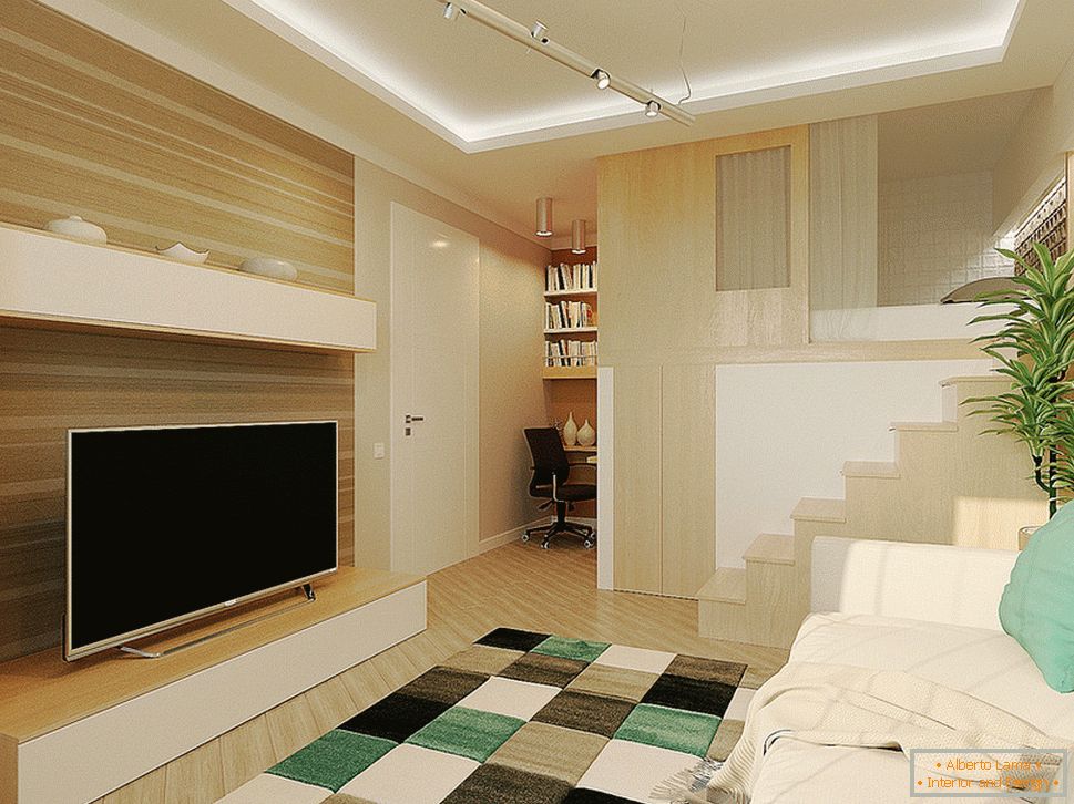 Интериорен дизайн на малък апартамент на две нива - фото 3