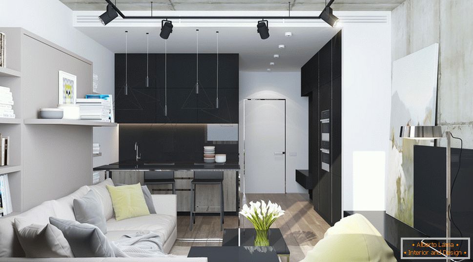 Интериорен дизайн на малък апартамент в сиви тонове - фото 6