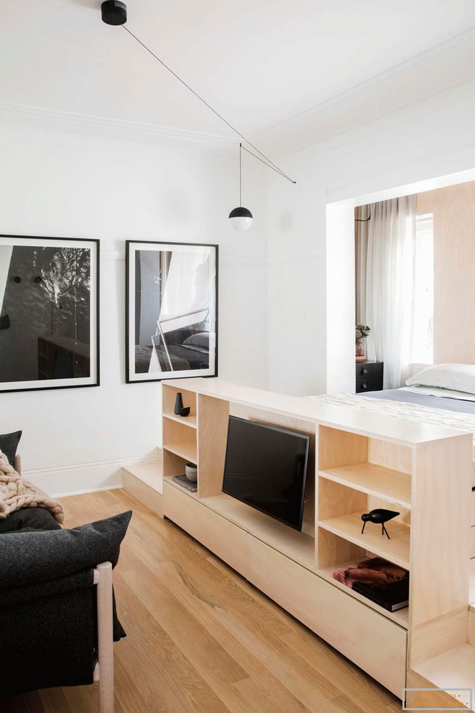 Интериорен дизайн на малък апартамент в Сидни - телевизор