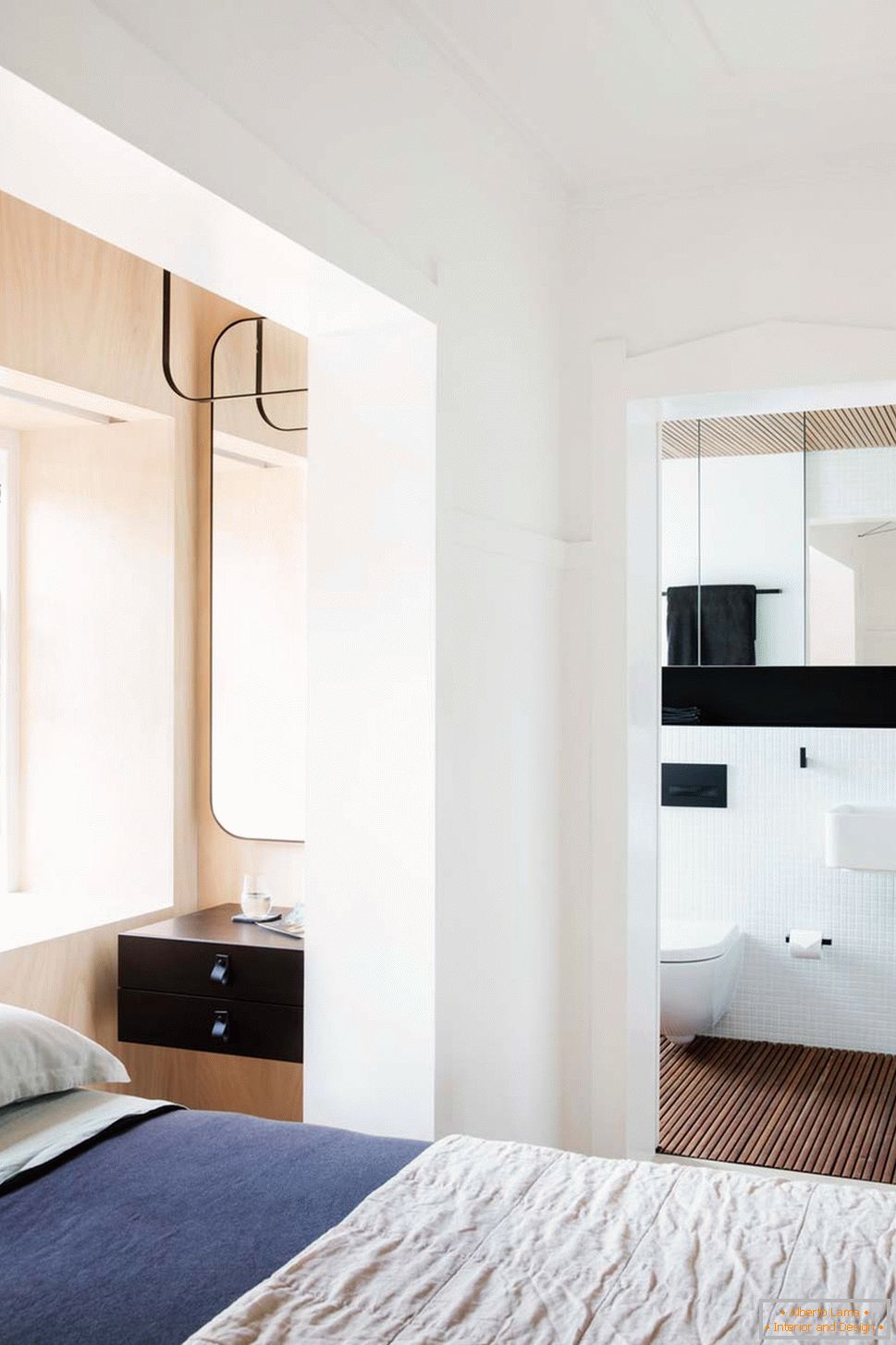 Интериорен дизайн на малък апартамент в Сидни - вид на санузел