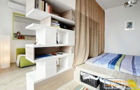 интериорен дизайн на малък едностаен апартамент, снимка 1