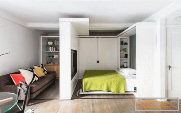 интериорен дизайн на малък едностаен апартамент, снимка 2