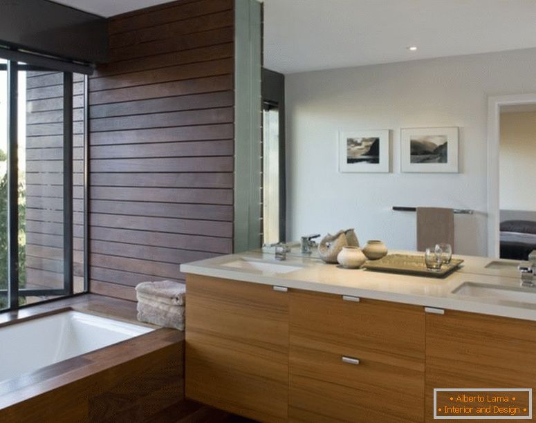 decoration-ideas-interior-adorable-ideas-in-decorating-баня-интериорен дизайн-with-cherry-wood-bath-vanity-and-under-mount-sink-with-chrome-faucet-also-rectangular-soaking-bathtub-in-parquet-floori
