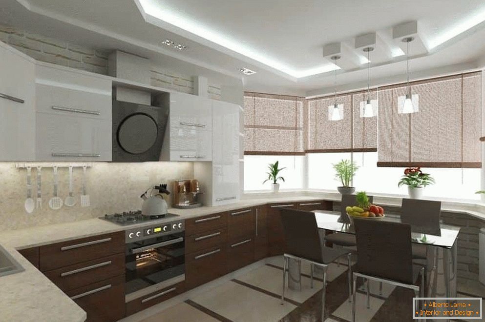Дизайн на кухненски дизайн с прозореца в жилищен блок
