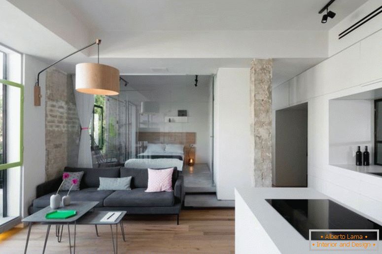 Тел Авив-апартамент-с-японски дизайн въздействия на двустаен-зад-диван