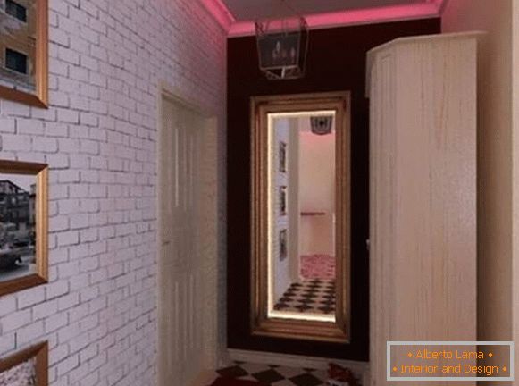 Loft дизайн на малък апартамент в Хрушчов - интериора на коридора
