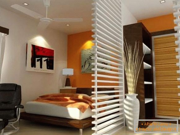 Едностаен апартамент дизайн - как да се отдели спалнята с дял