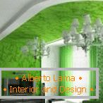Зелен цвят във вътрешността на хола
