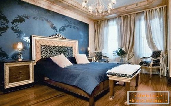 Сапфирено синьо в дизайна на спалнята