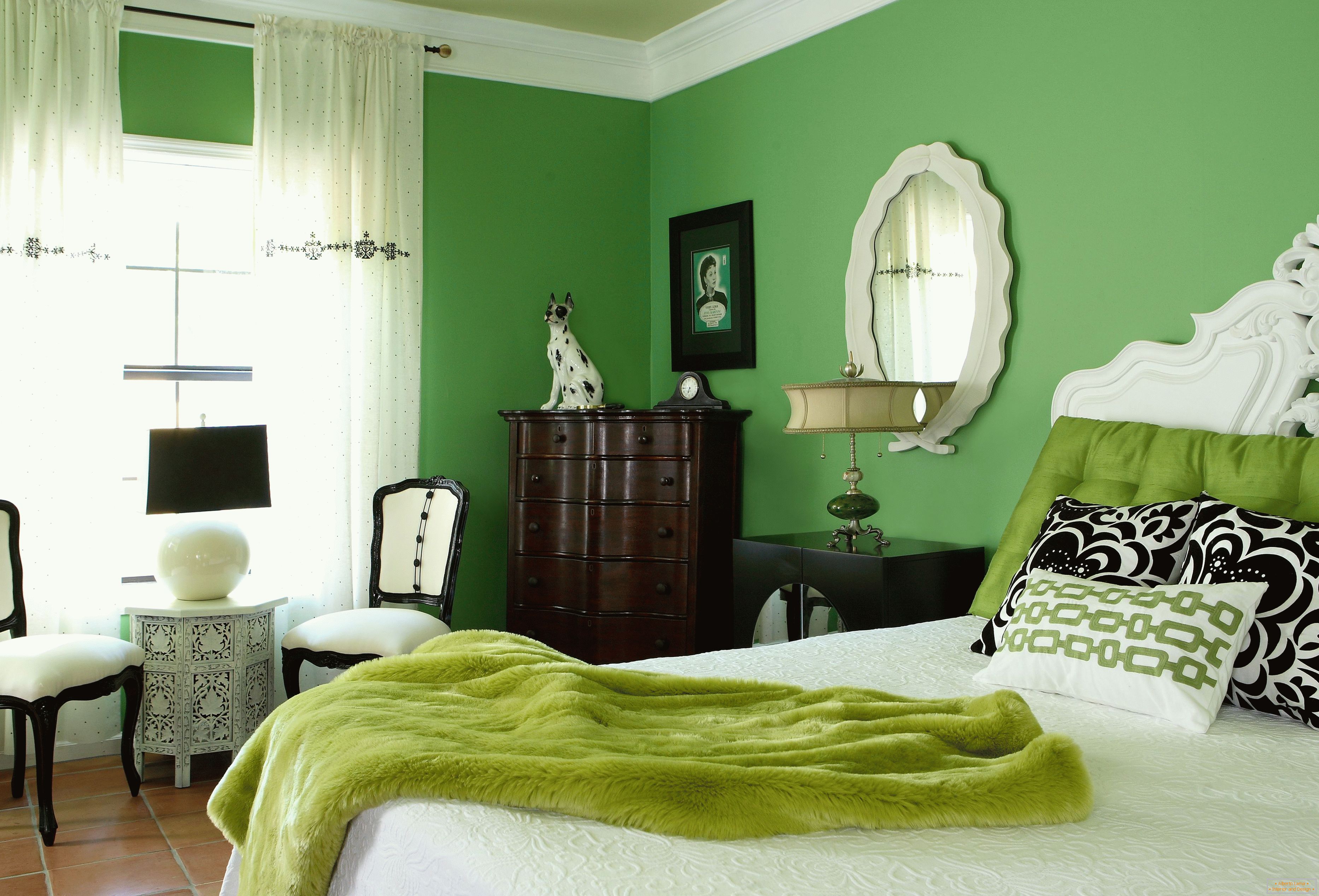 Спалня в зелени цветове
