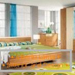 Нюанси на зелено и жълто в дизайна на спалнята