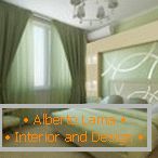 Интериор на зелена спалня в стиле модерн