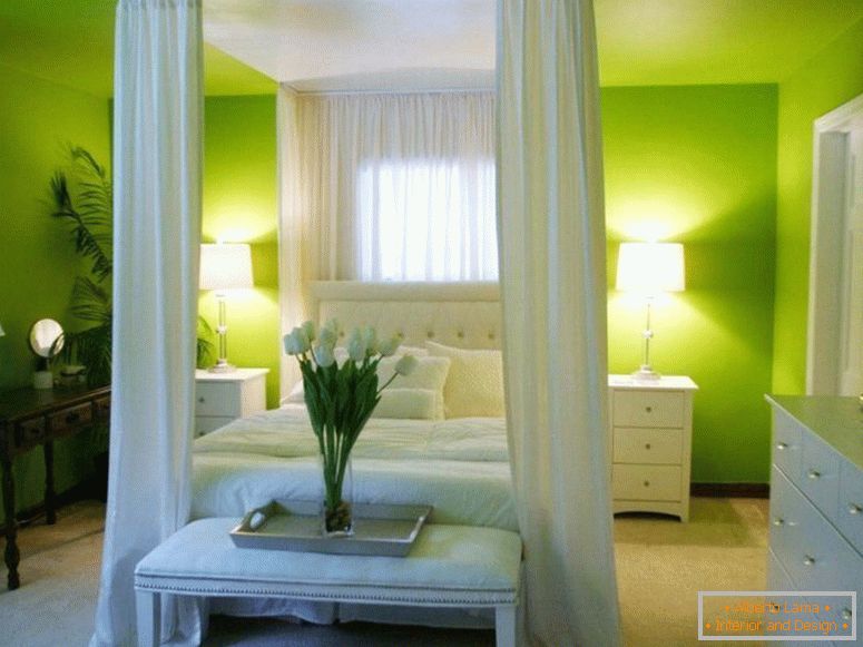 осветление в спальне зеленого цвета