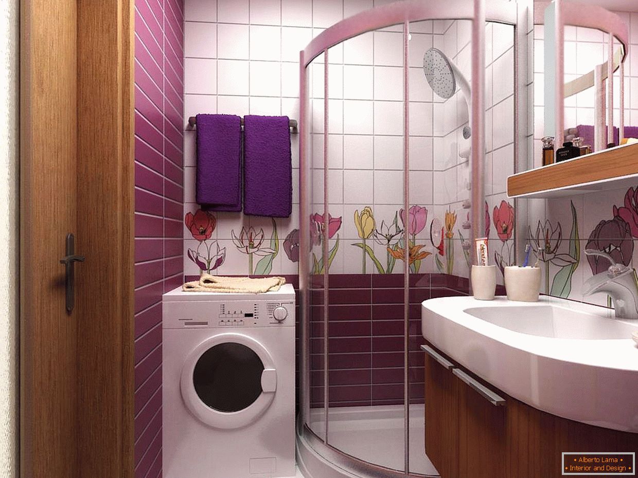 Пурпурен декор в банята