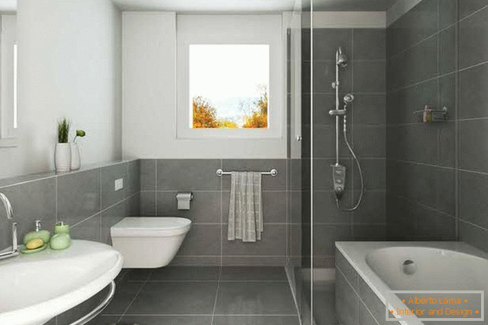 Стилът на Арт Нуво е мек, неутрален, спокоен. Класическата комбинация от бяло и черно е отлична опция за декориране на баня.