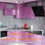 Дизайн на сиво-лилава кухня