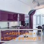 Дизайн на стилна сиво-виолетова кухня