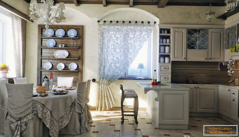 Интериор на кухнята във френски стил