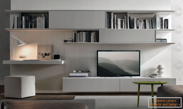 декорация-модерен-ярко тв-шкаф-на-стените на дялове дизайн-и-зелен стол-близко до тъмно-сиво-дивани-по-светъл килим-на-хол-TV-стена-ЕЛЕМЕНТИ за-хол-стени-единици-за-дневни