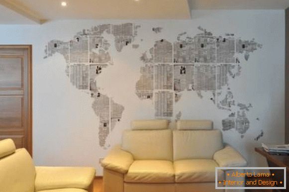 Световна карта на стената със собствените си ръце