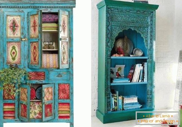 Мебели в ориенталски стил - тюркоазени шкафове от Индия