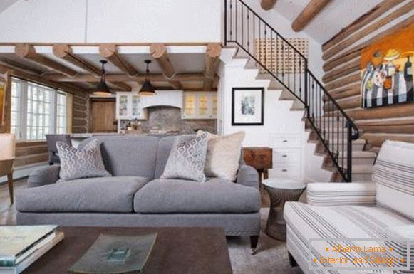 Идеи за интериор в хола със стълбище в частна къща - снимка на 2017 година