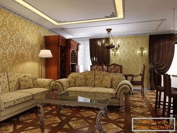 Интериорен дизайн на хола в частна къща в класически стил - избор на снимки