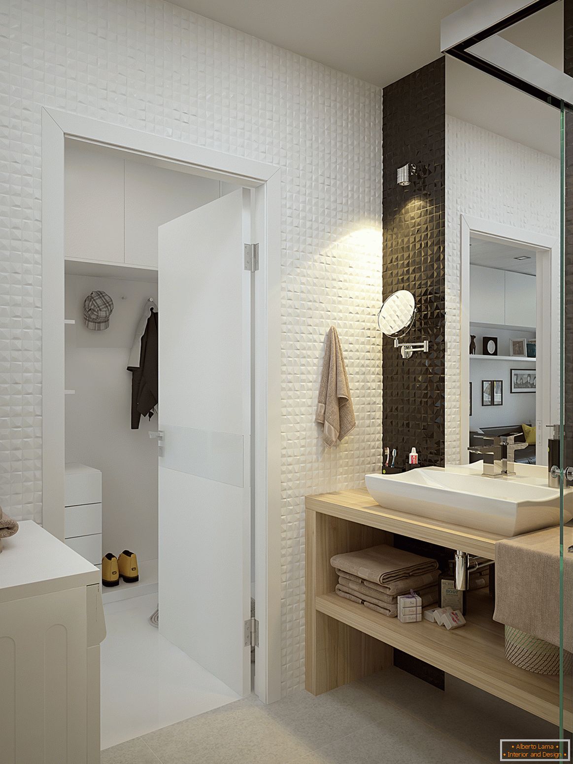 Интериорът на малък апартамент в контрастни цветове - ванная