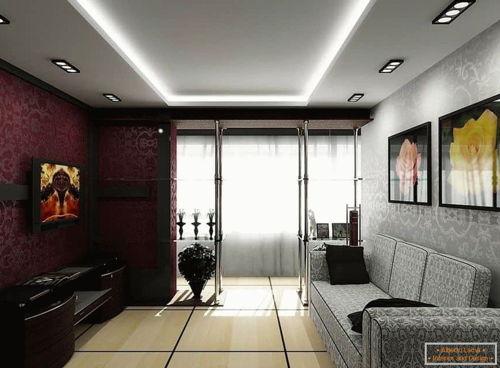 Сгъваем диван в спалнята-хол в стила на Арт Нуво