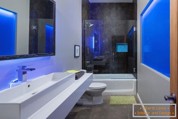 Дизайн в хай-тек стил - снимка на стилната баня