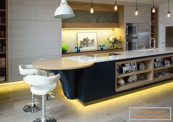 Високотехнологичен стил в интериора - снимка на кухнята в къщата