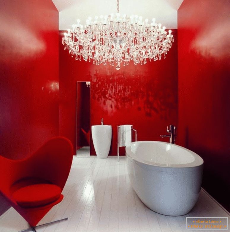 готини-евтини-баня-ремоделиране-идеи-за-баня-с-големи-полилеи Стоп-червени и рисуване-ударение стени-и-класически лукс-висяща лампа-де-вдъхновения