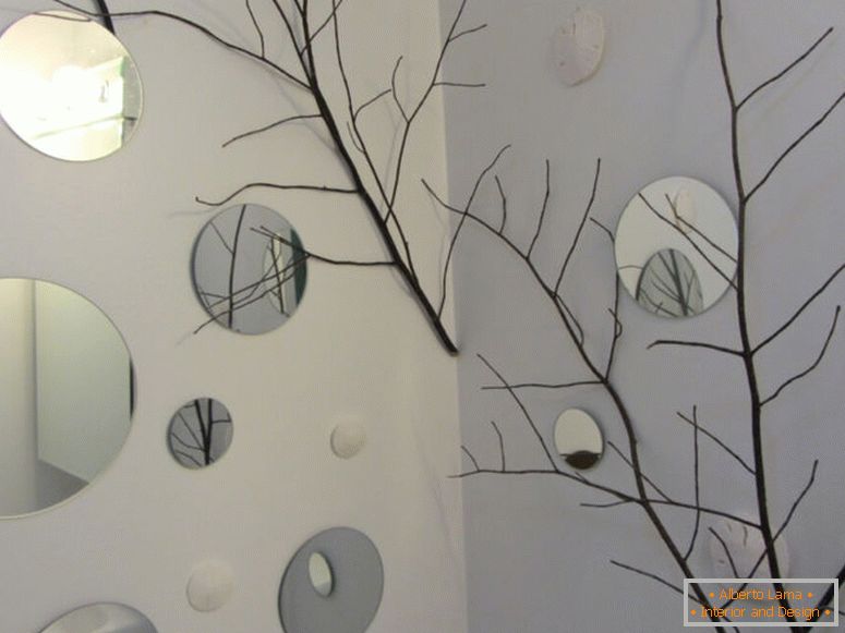 хипнотизираща-малки декоративни-кръгла стенните огледала-с-декоративно дърво-багажника-добро обзавеждане в снимки-на-свеж в-идеи-галерия-кръгло огледало на стената декор