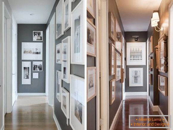 Проектиране на тесен коридор в апартамента с снимки и картини по стените