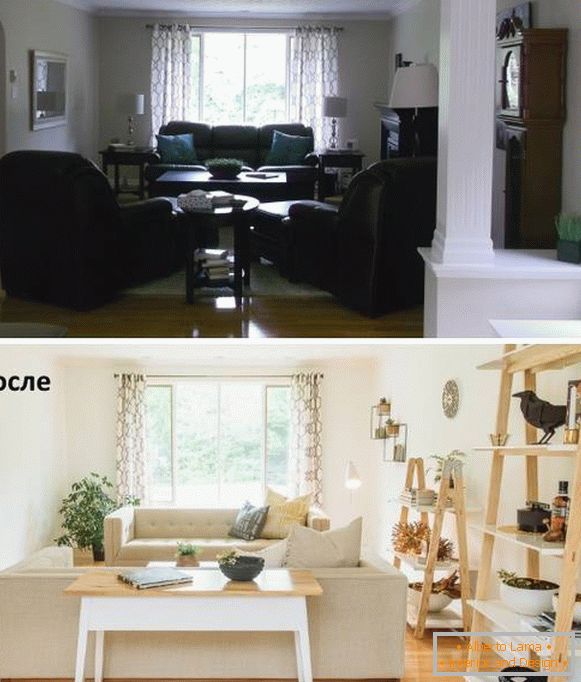 Монтаж на мебели в хола преди и след смяната