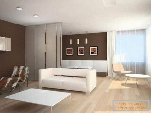 Модерен дизайн на двустаен апартамент в стила на минимализма