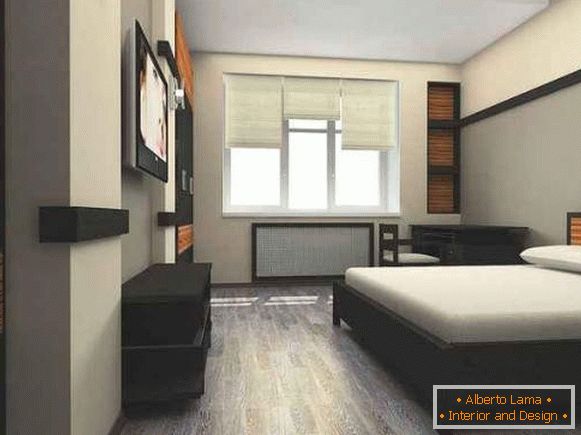 Дизайн на спалнята на двустаен апартамент в минималистичен стил
