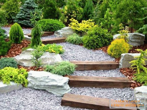 Пътеки от камък в градината в стила на Дзен