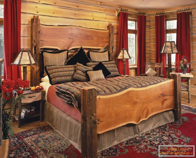 превъзходно-маса лампи-и-фантастичен-легло-в-селски двустаен-идеи-с-традиционен червен килим