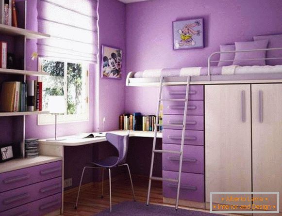 Дизайн на детска стая в лилаво
