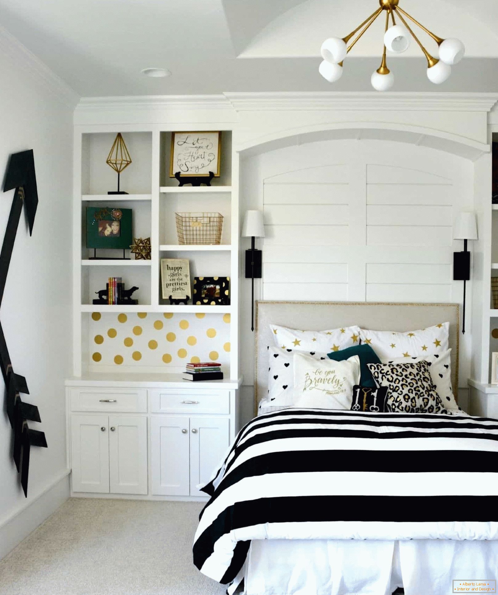 Черно-бял дизайн на стая за тийнейджърка